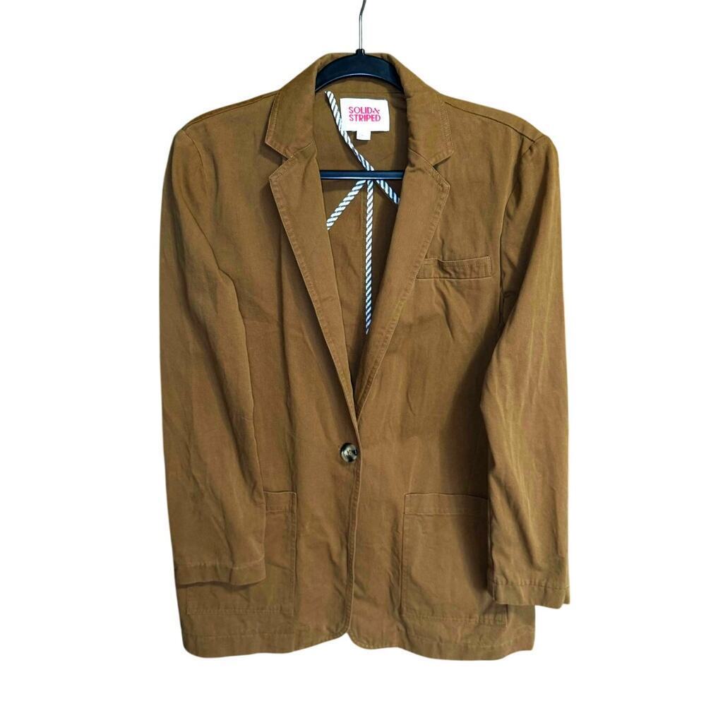 Solid & Striped The Beach Blazer Washed Chino Camel Brown Size XS - Picture 3 of 10